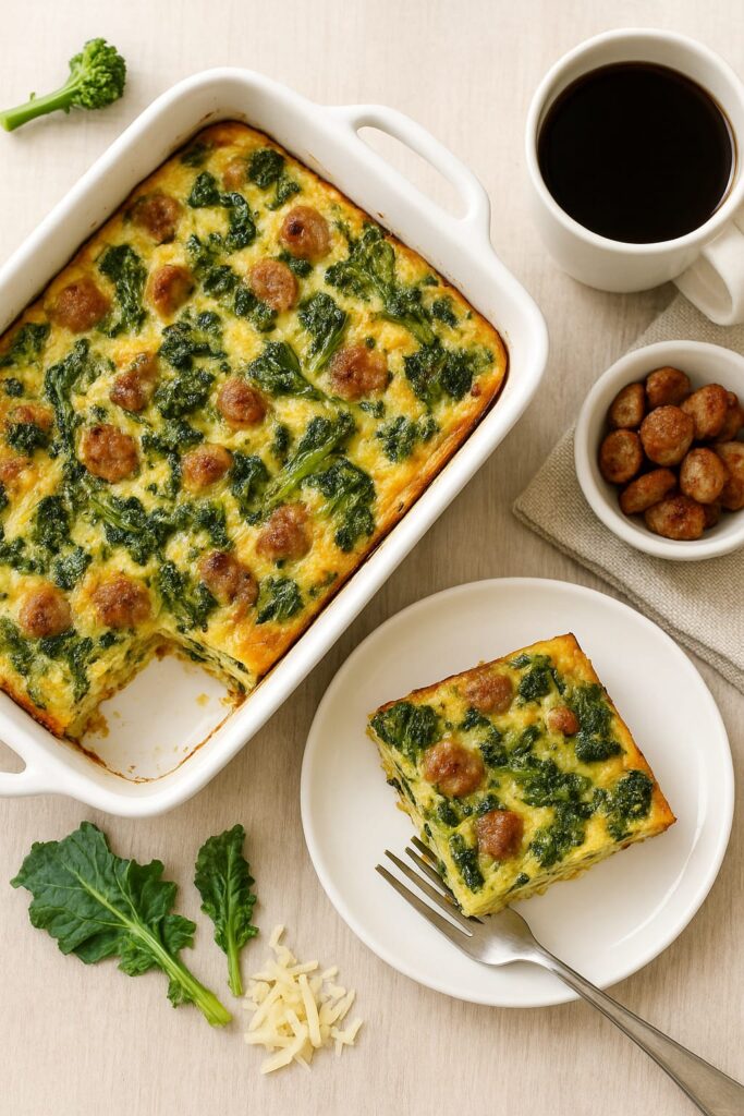 Keto Breakfast Casserole with Sausage & Broccoli Rabe, keto meals