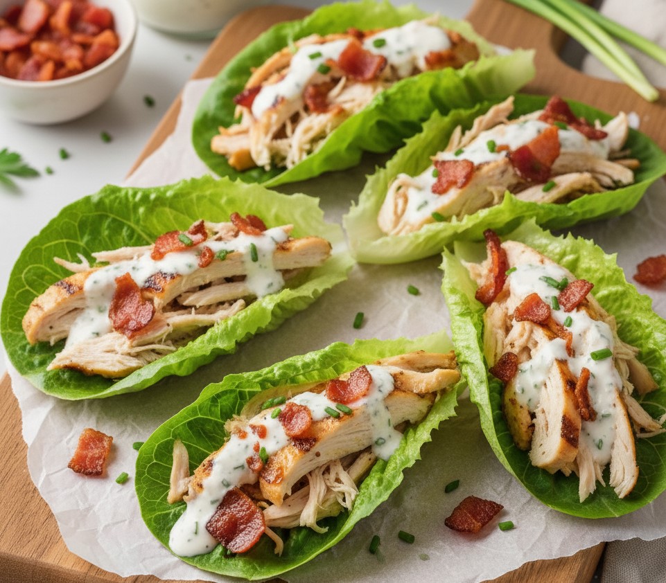KETO chicken bacon ranch lettuce wrap