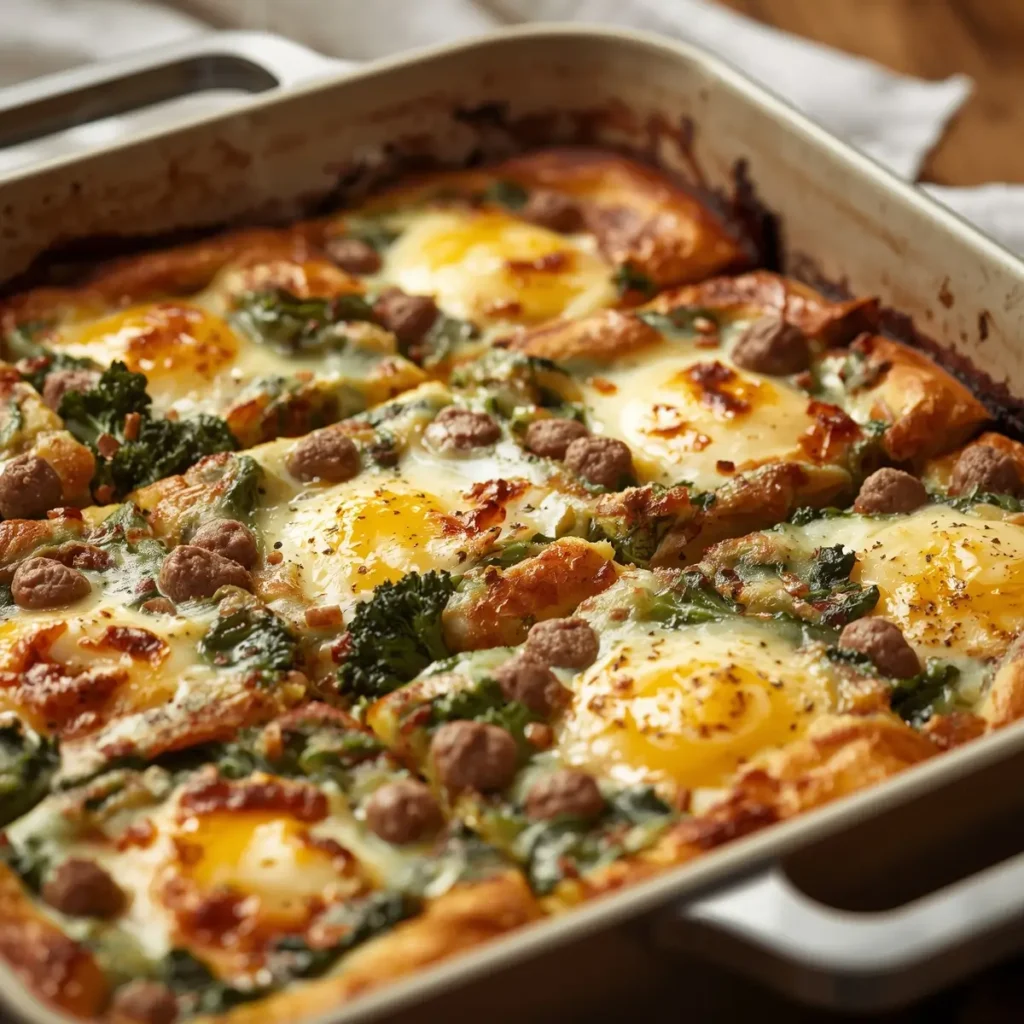 Keto Breakfast Casserole with Sausage & Broccoli Rabe