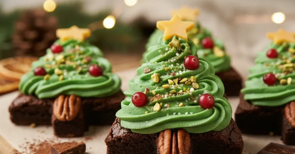 Keto Chocolate Brownie Christmas Trees a festive low-carb holiday treat.