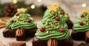 Keto Chocolate Brownie Christmas Trees a festive low-carb holiday treat.