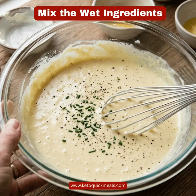 mix wet ingredients of keto pancakes