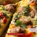 Crustless Keto Savory Cheesy Italian Sausage Pepper Quiche