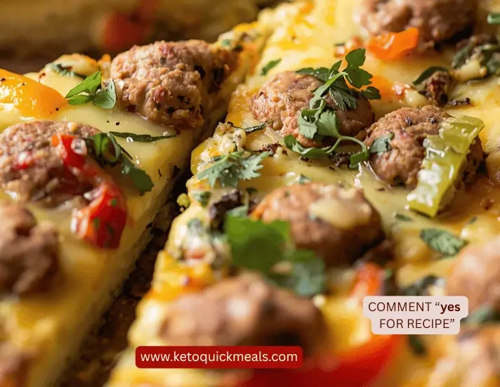 Crustless Keto Savory Cheesy Italian Sausage Pepper Quiche