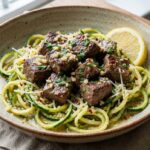 Keto Garlic Butter Steak Bites with Zucchini Noodles