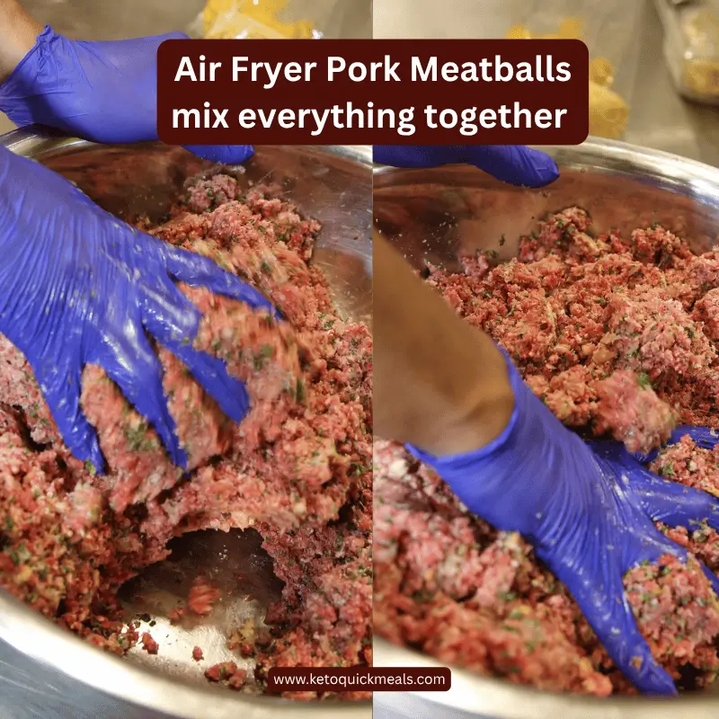 air fryer meatballs, (mix everything well)