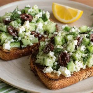 Mediterranean Keto Cucumber & Feta Toast