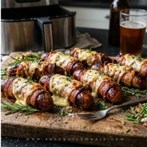 Air-Fryer-Bacon-Wrapped-Sausages-with-Raclette-Cheese.
